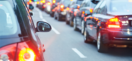 Cars stuck in traffic